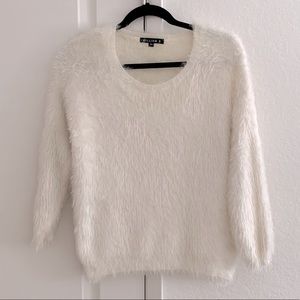 Fluffy White Sweater | Size Medium